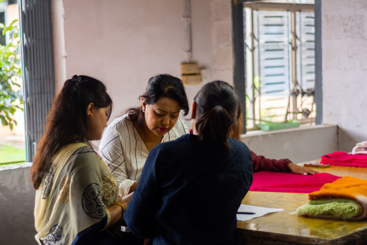 Traditional textile craftsmanship and artisans in the Nepal workshop