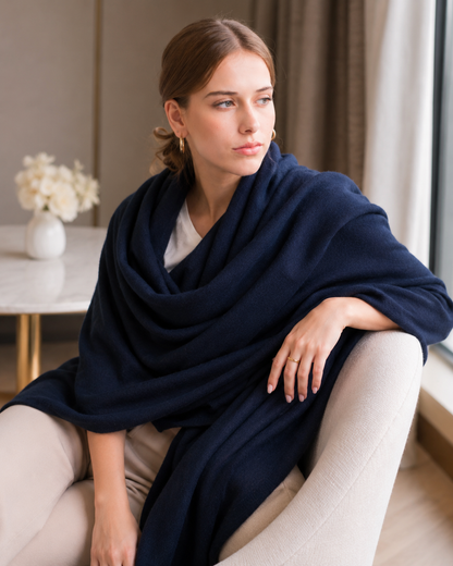 Navy Luxe Cashmere Wrap