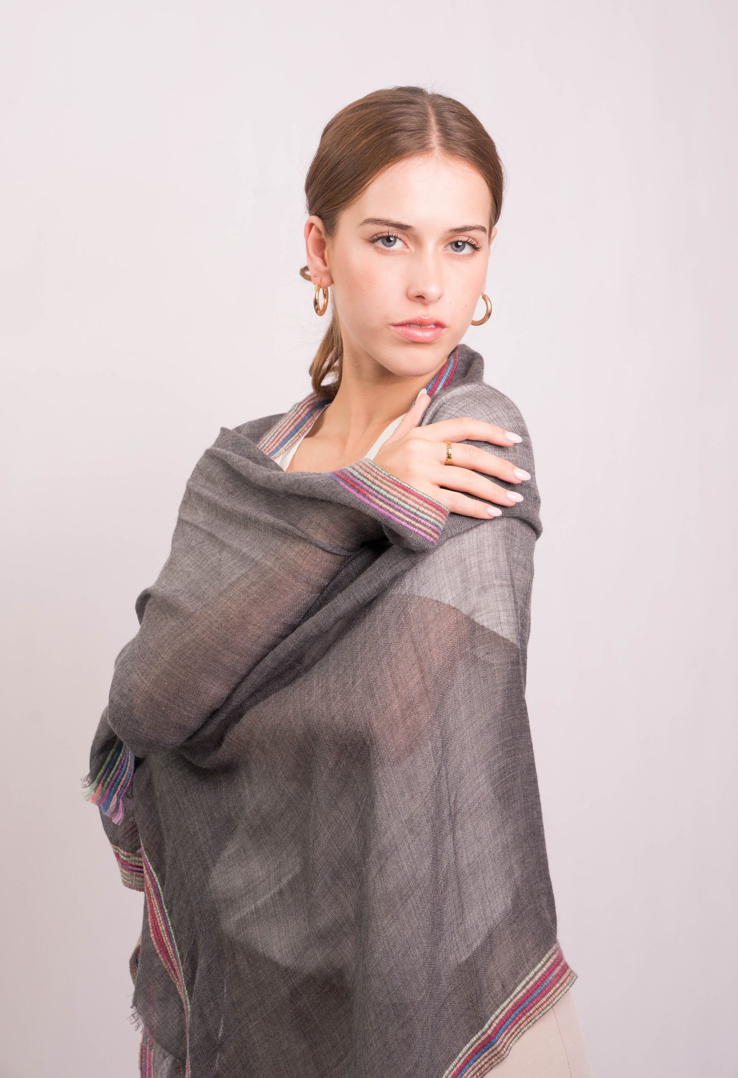 Gypsy Border Graphite Scarf