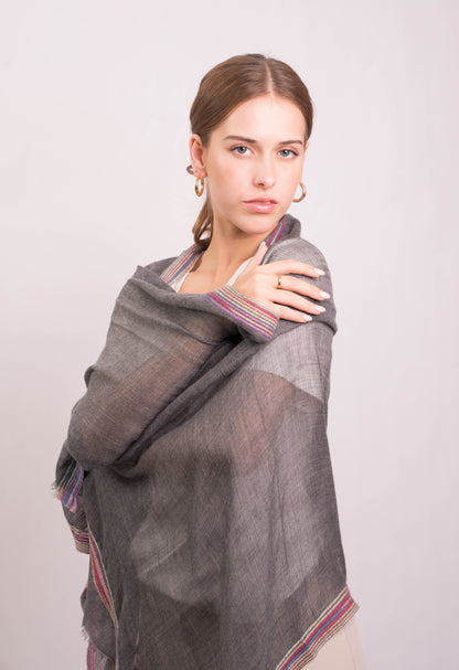 Gypsy Border Graphite Scarf
