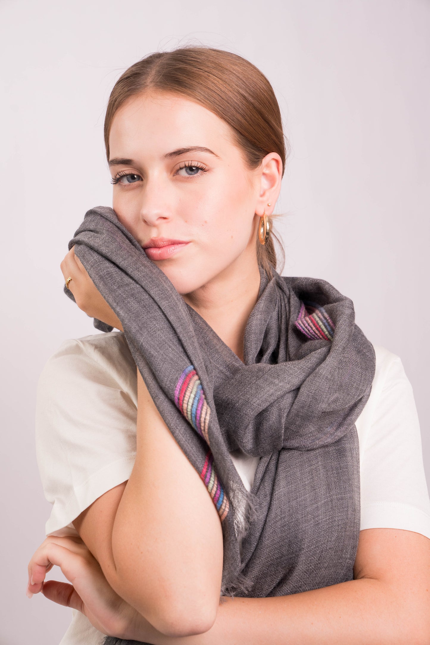 Gypsy Border Graphite Scarf