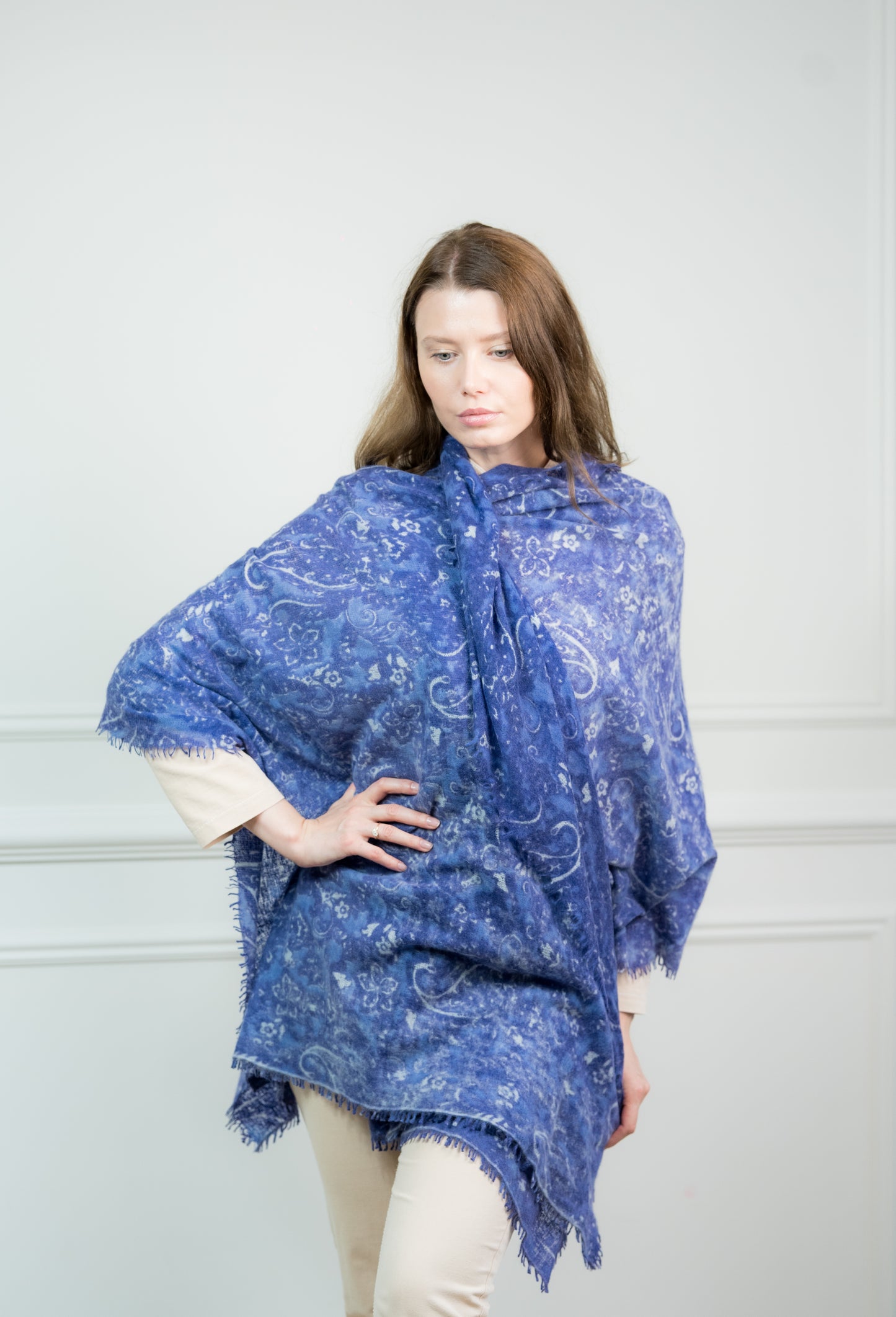 Paisley Hand Felted Cashmere Wrap